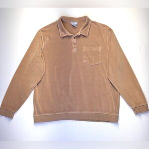 Vintage Irvine Park Velour Shirt Mens XL‎ retro 80s mocha brown Mobster pocket
